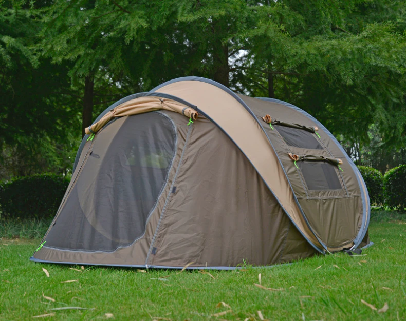Cheap Goat Tents Hand toss the beach tent outdoor mountaineering camping automatic tent family beach camping full waterproof tent Tents 